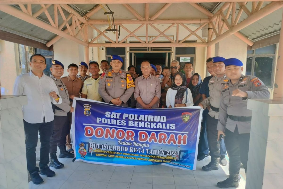 HUT ke-74, Sat Polairud Polres Bengkalis gelar donor darah