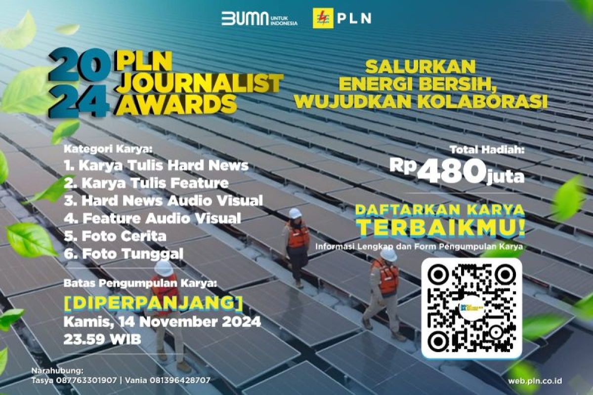 Pendaftaran PLN Journalist Award 2024 diperpanjang sampai 14 November