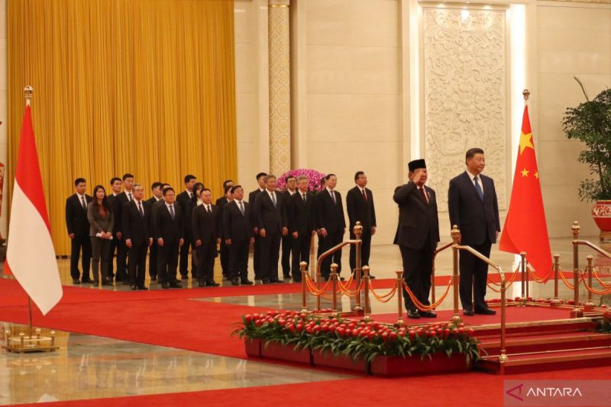 Prabowo disambut upacara kenegaraan oleh Presiden Xi Jinping