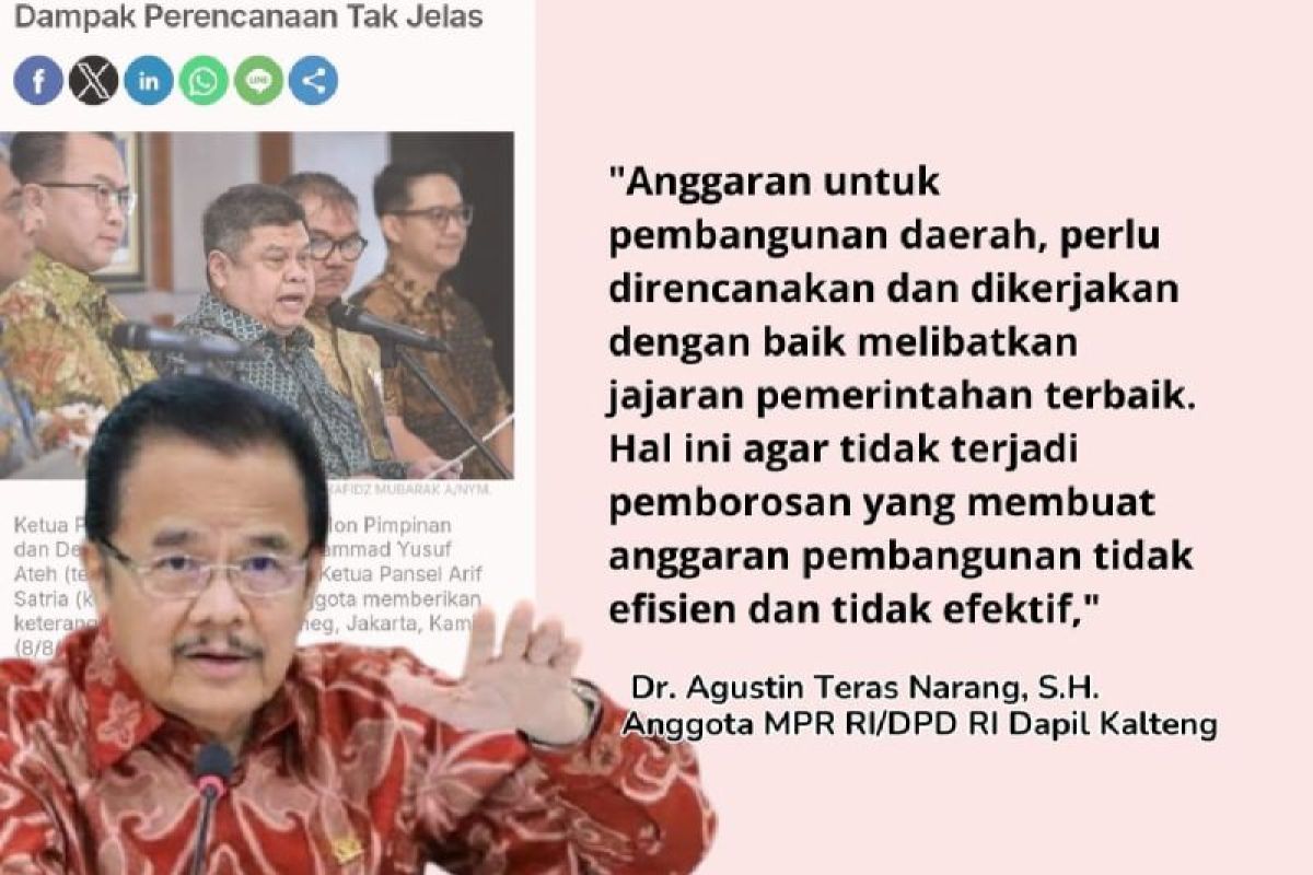 Teras Narang minta anggaran pembangunan daerah direncanakan secara adil