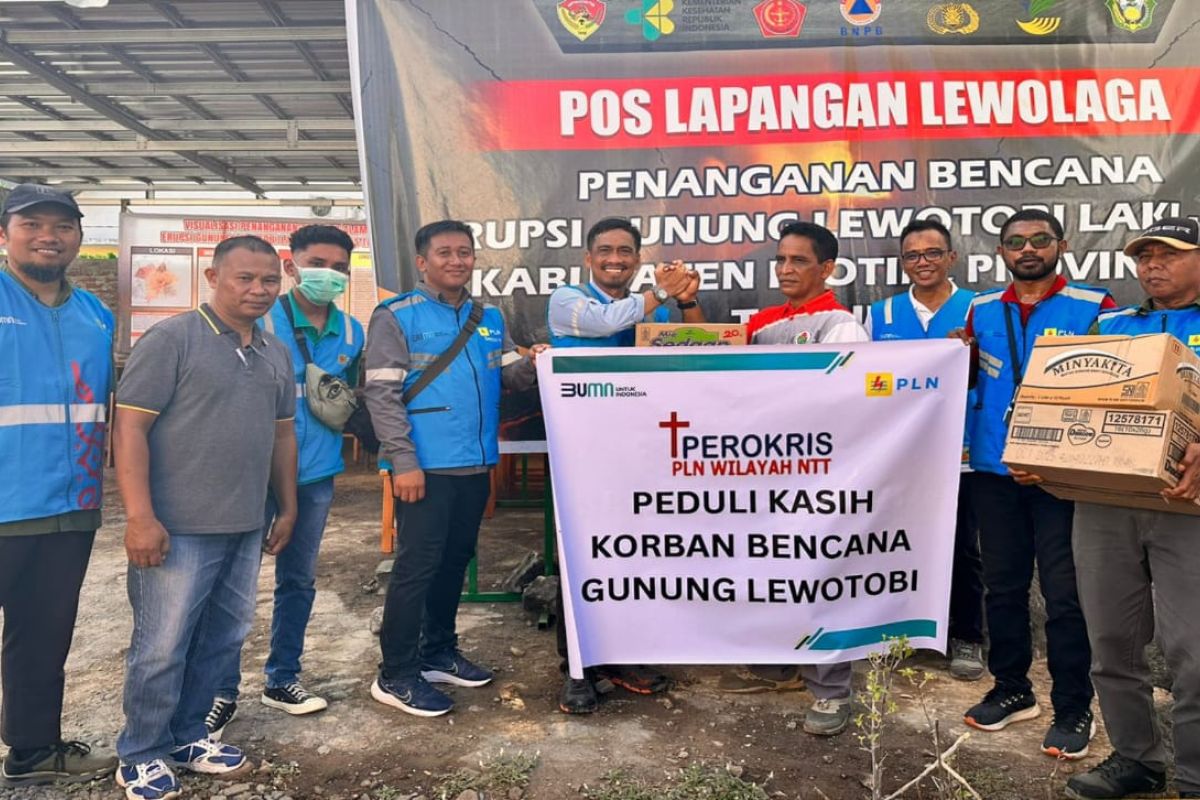 GM PLN NTT kunjungi dan serahkan bantuan kepada borban erupsi Lewotobi