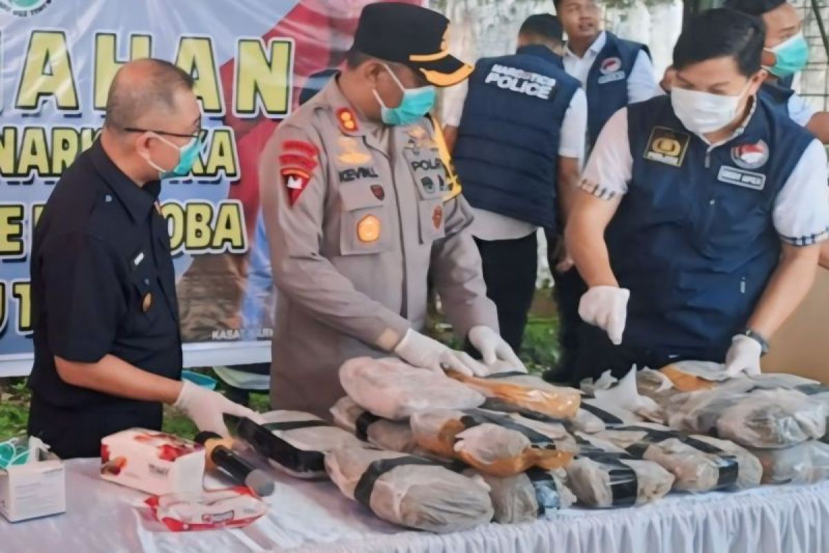 Polres OKU Timur musnahkan  35 kilogram ganja