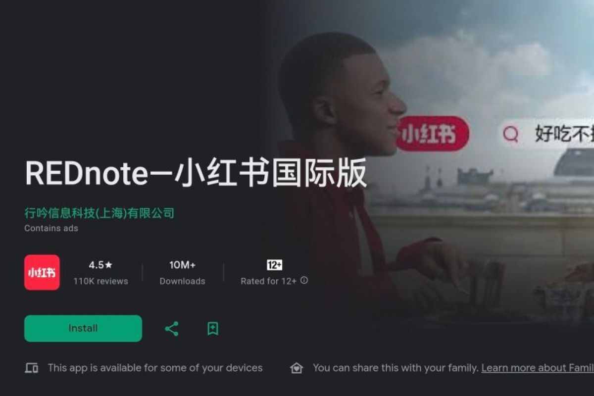 Cara download aplikasi Rednote pada smartphone