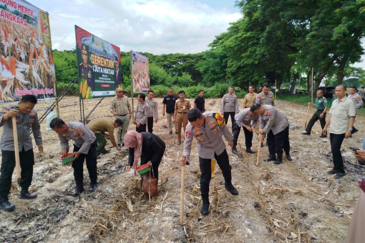 Polres Ponorogo tanam jagung dukung kemandirian pangan