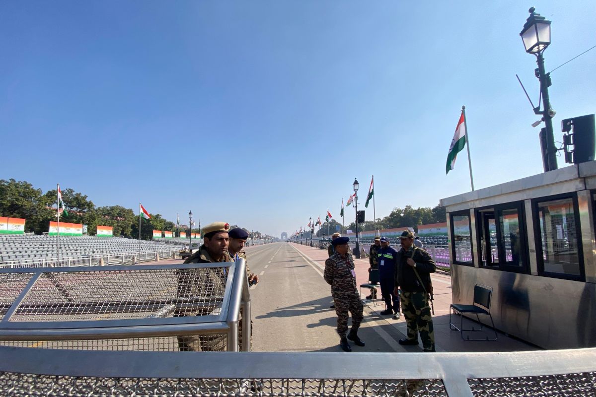 Suasana India Gate lokasi parade Hari Republik India steril dari warga