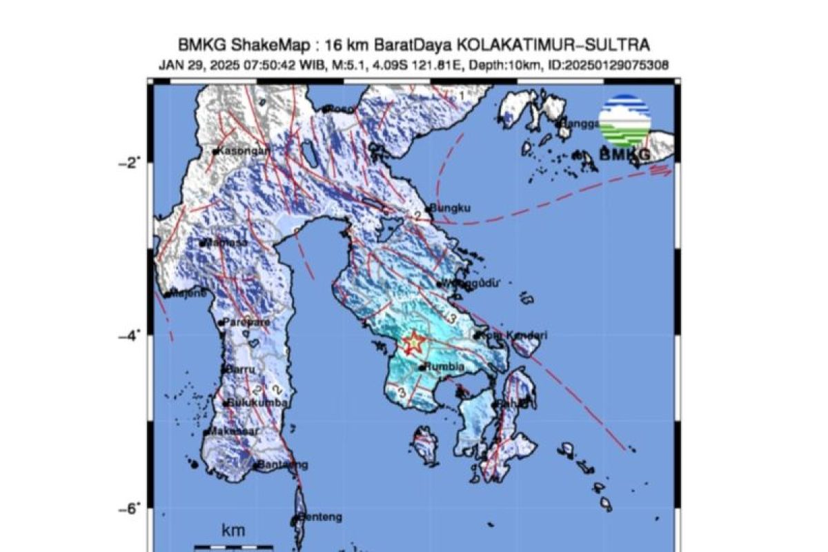 BMKG catat 178 kali gempa di Kolaka Timur sejak 24 Januari 2025