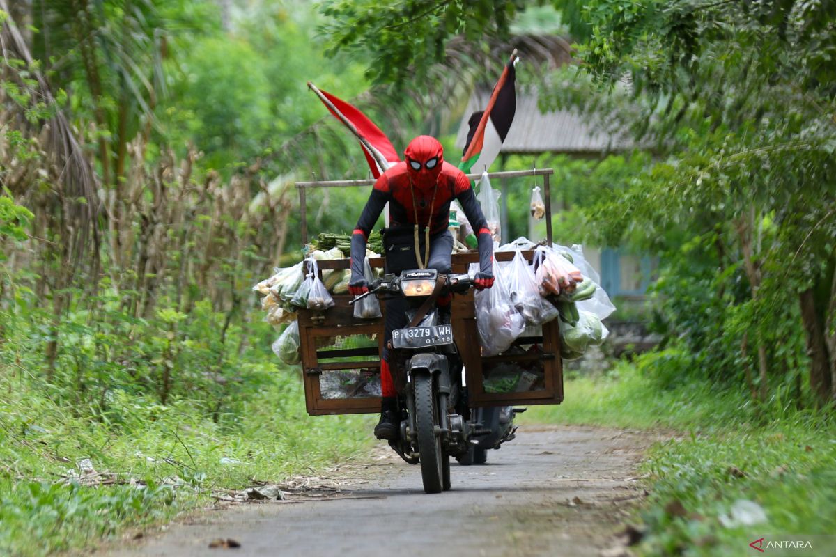 Spiderman jualan sayur keliling