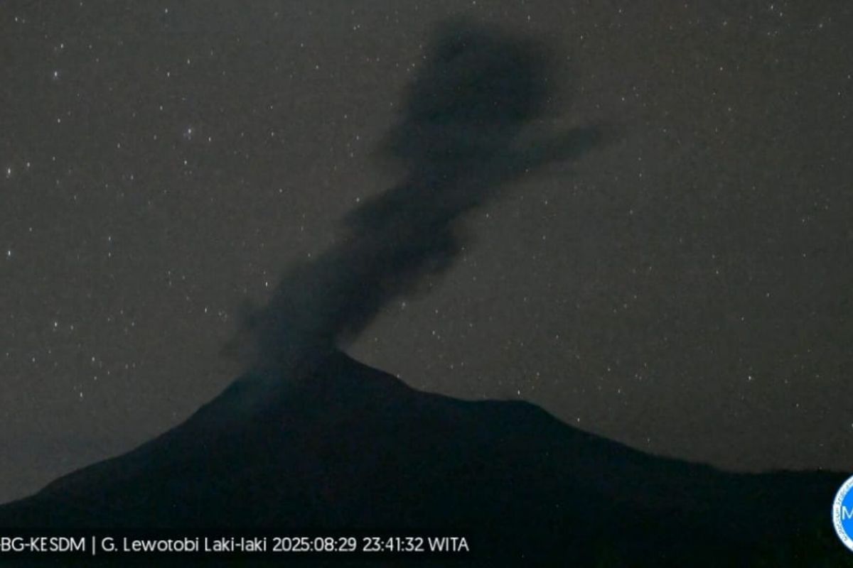 Gunung Lewotobi Laki-laki erupsi tiga kali pada Jumat malam