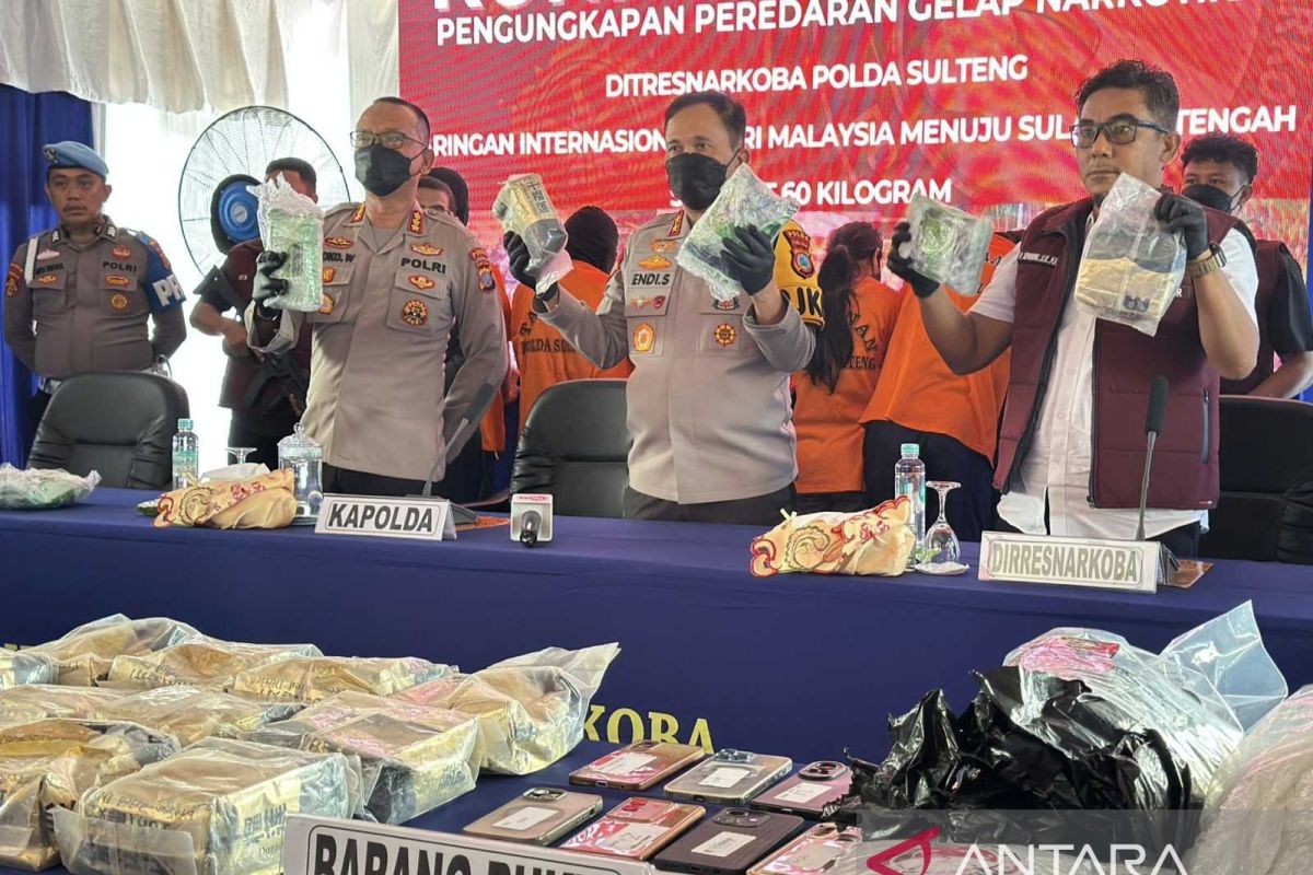 Polda Sulteng ungkap sebanyak 60 kilogram sabu jaringan internasional Malaysia