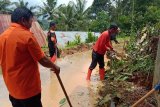 Antisipasi longsor,BPBD Agam bersihkan material tanah di pinggir jalan