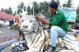 Global Tiger Day, BKSDA Sumbar cat ulang patung harimau di Agam (Video)