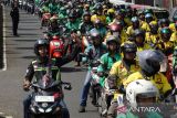 Unjuk rasa pengemudi ojek daring di Purwokerto