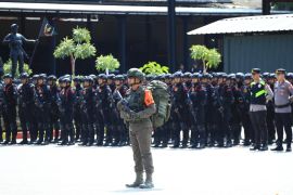Brimob gelar apel pasukan untuk misi kemanusiaan di Papua Barat