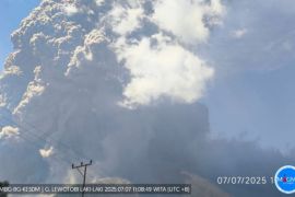 Gunung Lewotobi Laki-laki di Flotim erupsi sekali pada Selasa malam