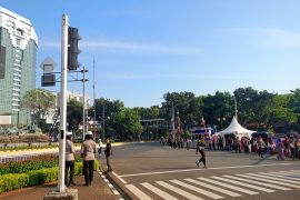 Arus lalu lintas di kawasan Patung Kuda mulai ditutup