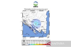 Gempa 5,0 magnitudo yang berpusat di daratan guncang Lampung