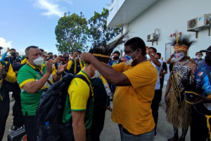 Kontingen wushu Sumut dapat sambutan meriah di Merauke