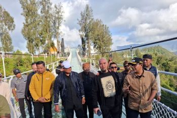 Musisi Ahmad Dhani jajal wisata ekstrem Jembatan Kaca Gunung Bromo