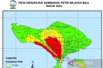 Selama Januari terjadi 392.777 kali sambaran petir di Bali