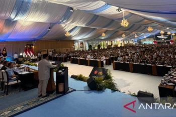 Prabowo soroti prioritas keamanan hadapi geopolitik pada Rapim TNI-Polri