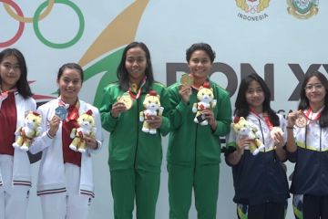 Gladies dan Della sabet emas loncat indah PON XXI untuk Jawa Timur