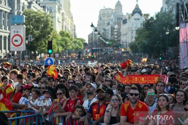 Lautan manusia sambut kedatangan Timnas Spanyol di Madrid