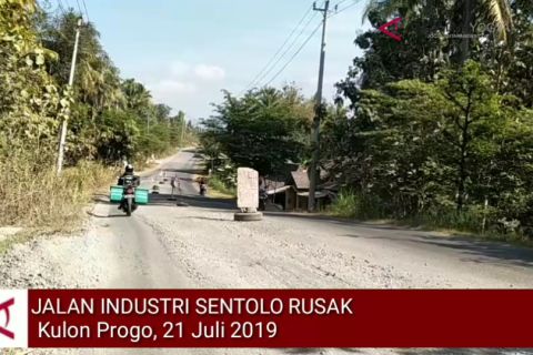 VIDEO: Jalan Industri Sentolo rusak parah