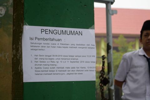 Pekanbaru diselimuti kabut asap, siswa diliburkan