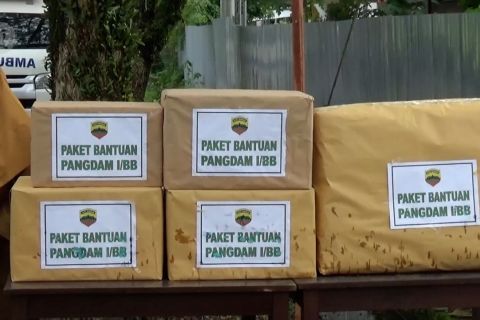 Pangdam I/BB serahkan bantuan logistik di isoter kampung nelayan Padang