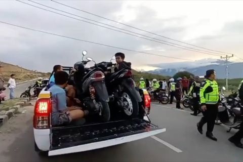 Polresta Palu amankan 28 sepeda motor yang digunakan balap liar