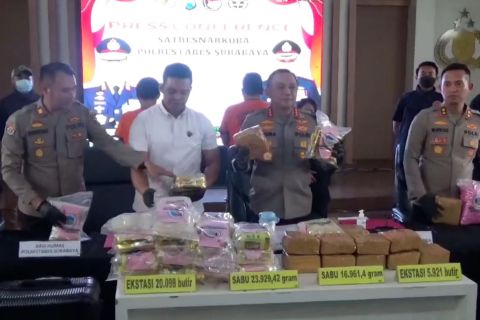 Polrestabes Surabaya gagalkan peredaran 40 kg sabu dan 26.019 ekstasi