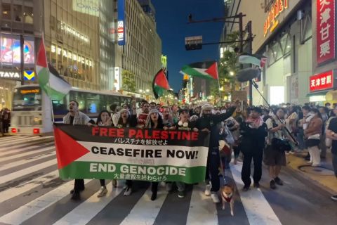 Kirab simpatik bela Palestina berlangsung di kawasan Shibuya, Tokyo