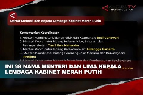 Ini 48 nama menteri dan lima Kepala Lembaga Kabinet Merah Putih