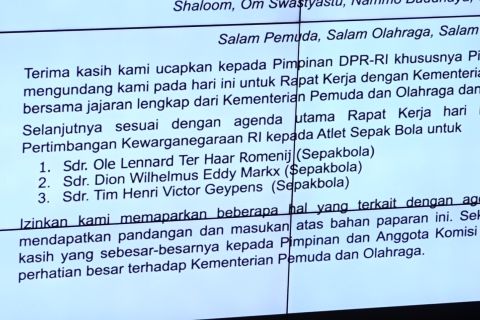 Naturalisasi disetujui DPR, 3 calon pemain timnas disumpah pekan ini