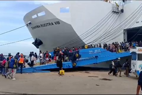 Sebanyak 14 ribu pemudik per hari padati Pelabuhan Tanjung Perak