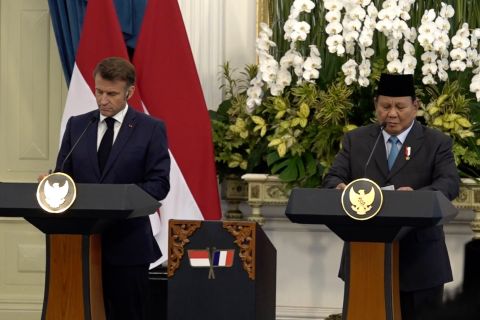 Di hadapan Macron, Presiden tegaskan RI desak kemerdekaan Palestina