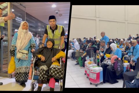 Sebanyak 444 jamaah haji kloter pertama Kota Bekasi tiba di Tanah Air