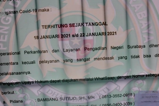 PN Surabaya ditutup untuk ketiga kalinya