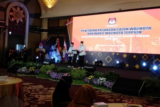 Eri-Armuji ditetapkan sebagai paslon terpilih Pilkada Surabaya