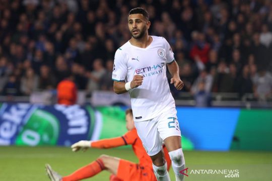 Riyad Mahrez dua gol, Manchester City gulung Brugge 5-1