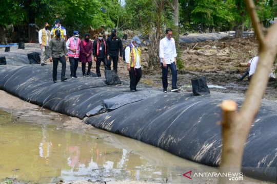 Presiden Jokowi cek pembangunan tanggul pengendali banjir di Sintang
