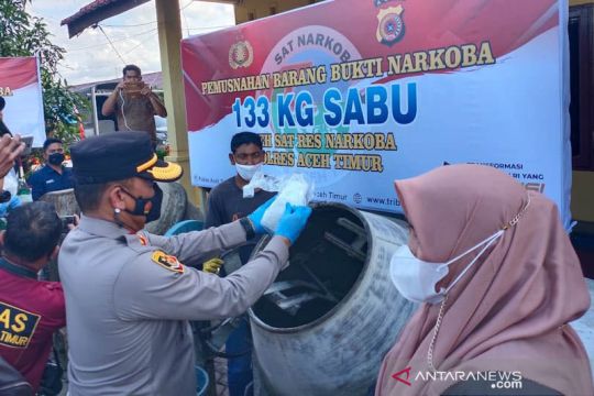 Polres Aceh Timur memusnahkan 133 kilogram sabu-sabu