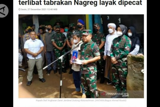 Rekonstruksi kasus TNI di Nagreg digelar 3 Januari
