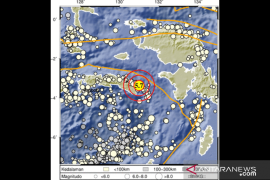 Maluku diguncang gempa berkekuatan M 5,7