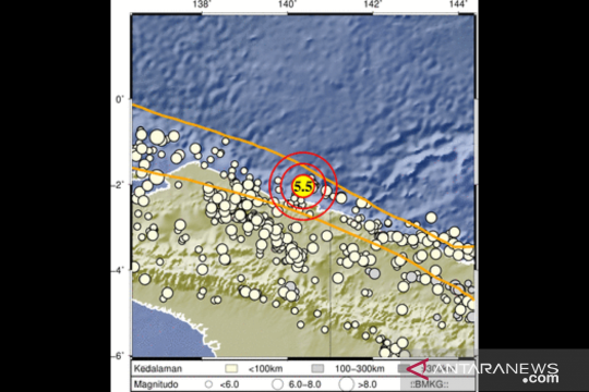 Papua diguncang gempa berkekuatan M 5,5