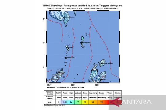 Gempa magnitudo 6,1 guncang Sulut, tidak berpotensi tsunami