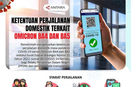 Ketentuan perjalanan domestik terkait Omicron BA4 dan BA5