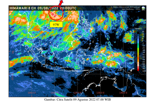 Bibit siklon tropis 97W pengaruhi tinggi gelombang di Laut Natuna