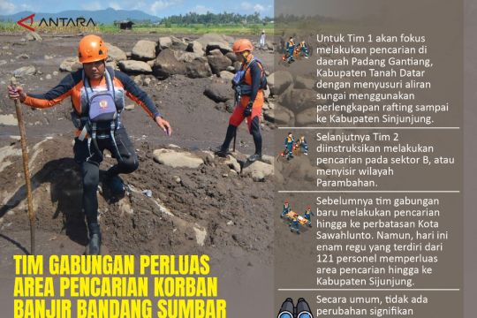 Tim gabungan perluas Area Pencarian Korban Banjir Bandang Sumbar