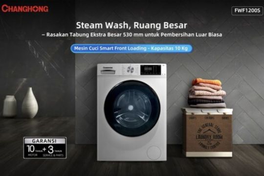 Keunggulan Mesin Cuci Smart Front Loading Changhong: Inverter Teknologi Speed Spin 1400RPM, Extra Big Diameter Drum 530mm
